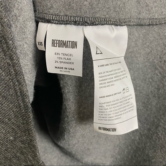 Reformation Flax Blend Fleece Knit Tunic Sweater Top Charcoal Gray - Picture 7 of 7